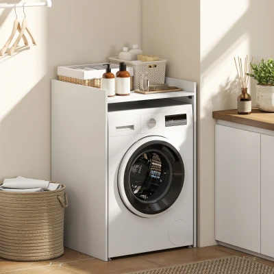 HOMCOM Armoire Salle de Bain Blanche avec Étagère 64x60x97,5 cm