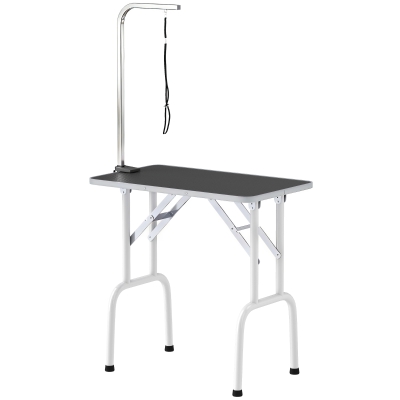 PawHut Table Toilettage Chien Pliable Acier Antidérapant Noir