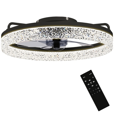 HOMCOM Ventilateur Plafond LED Dimmable avec Télécommande Noir