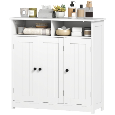 HOMCOM Armoire Salle de Bain Blanche 3 Portes Étroite 85x30x85cm