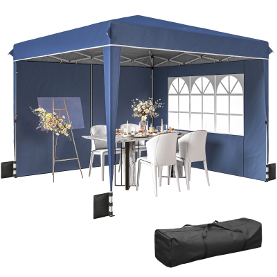 Outsunny Gazebo Pliable 3x3m Hauteur Réglable UPF50+ Bleu