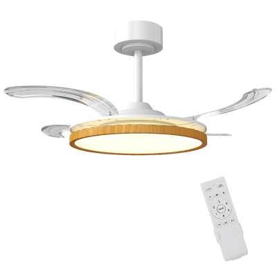 HOMCOM Plafondventilator met licht en afstandsbediening, 95 cm moderne LED-plafondventilator met intrekbare bladen, naturel