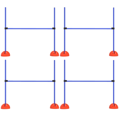 PawHut Set Agility Chiens 4 Haies avec Sac Transport Bleu
