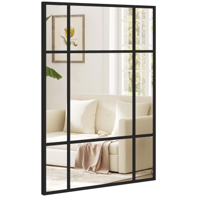 HOMCOM Miroir Rectangulaire 70x50cm Cadre Métal Noir