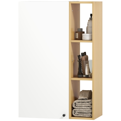HOMCOM Armoire Murale Salle de Bain 59.5x30x90cm Blanc Bois