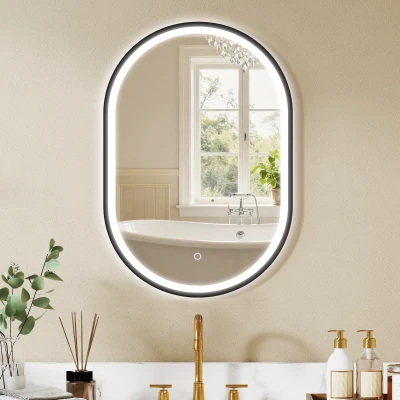 HOMCOM Specchio bagno LED touch 3 luci, 50x70 cm