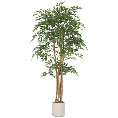 HOMCOM Banian Artificiel 180cm Tronc Bois Massif avec Pot Vert