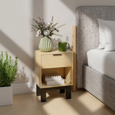 HOMCOM Comodino 35cm x 26cm x 50cm Rovere