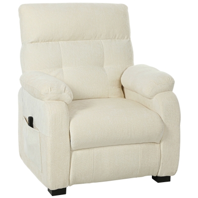 HOMCOM Fauteuil Inclinable Velours avec Repose-pieds Blanc