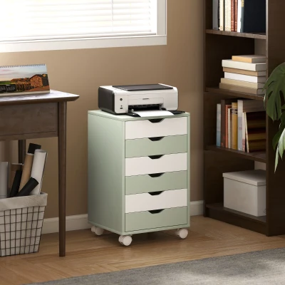 HOMCOM Cassettiera da Scrivania 40x35x63 cm verde