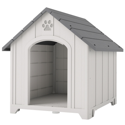 PawHut Niche Extérieure Grand Chien Plastique Gris Surélevée
