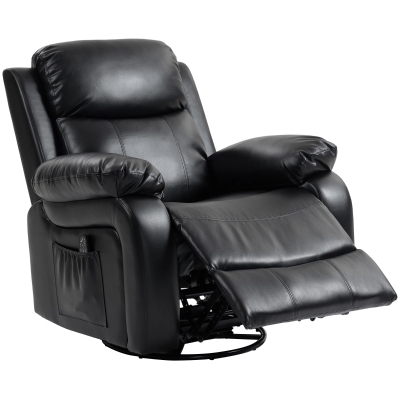 HOMCOM Fauteuil Massage Vibrant Noir avec Repose-Pieds Ajustable