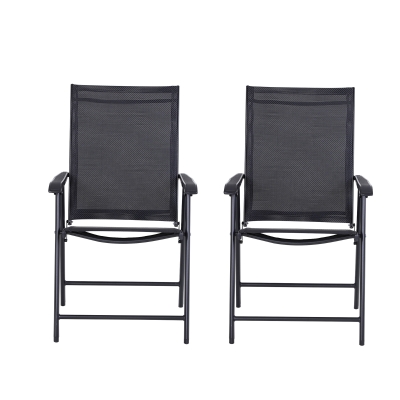 Outsunny 2 Chaises Pliantes Jardin Métal Texteline Noir 58x64x94cm