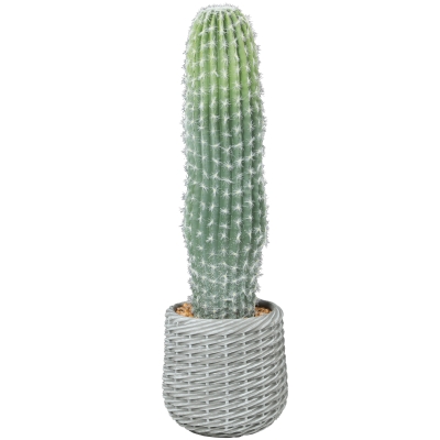 HOMCOM Cactus Artificiel 66cm avec Pot Vert Décor Intérieur