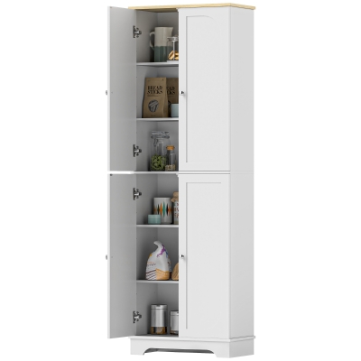 HOMCOM Armoire Cuisine 4 Portes Étagères Réglables Blanc