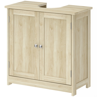 kleankin Meuble Sous-Lavabo 2 Portes Chêne 60x30x60 cm