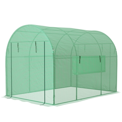 Outsunny Serre Tunnel 3x2x2m Acier PE Anti-UV Vert
