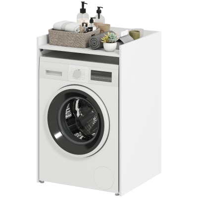 HOMCOM Armoire Salle de Bain Blanche avec Étagère 64x60x97,5 cm