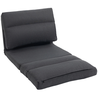 HOMCOM Pouf Lit Pliable Dossier Inclinable 70x72x56cm Gris