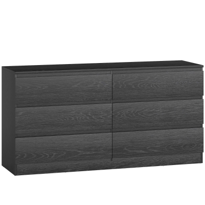 HOMCOM Schlafzimmerkommode mit 6 Schubladen Schubladenschrank für Wohnzimmer Büro Moderner Stil 140x40x71 cm Schwarz mit Holzmaserung