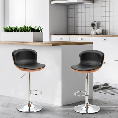 HOMCOM Sgabello da bar 46cm x 53.5cm x 85-106cm Nero/Argento
