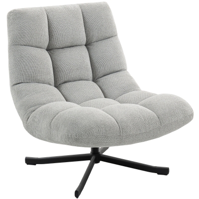 HOMCOM Fauteuil Pivotant Lounge Gris Clair Pieds Acier