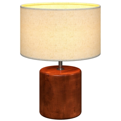 HOMCOM Lampe de Chevet Bois Abat-jour Lin Interrupteur Marron