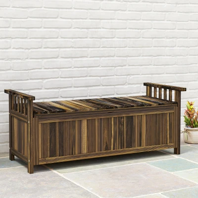 Outsunny Panca da giardino 128,5cm x 52cm x 53,5cm Finitura carbonizzata
