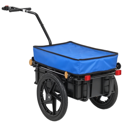 HOMCOM Remorcă bicicletă 40 kg, capac din material Oxford, reflectoare și cadru din oțel, 144x59x80 cm, albastru