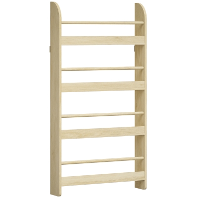 HOMCOM Wand-Bücherregal mit 4 Ablagen Kinderregal für Zuhause Büro Tragkraft 30 kg 59x12x113 cm Natur