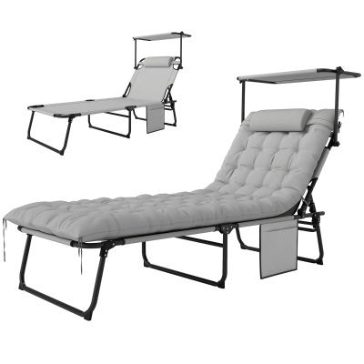 Outsunny Lettino prendisole 68L x 189B x 30H cm Grigio chiaro