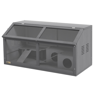 PawHut Cage Hamster Bois 84x45x44cm avec Pont et Échelles