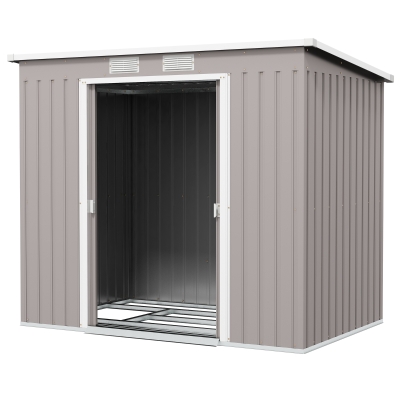 Outsunny Cabanon Acier Galvanisé 213x130x172cm Gris Ventilé