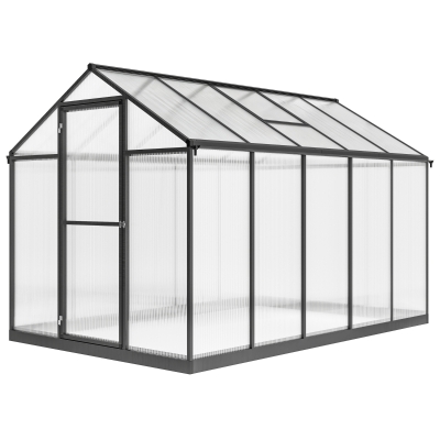 Outsunny Aluminium-Polycarbonat-Gewächshaus mit verstellbaren Dachfenstern 303x183x195 cm transparent
