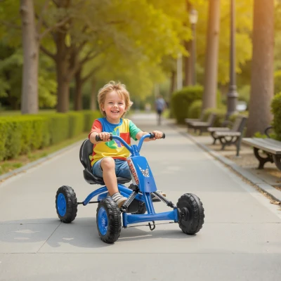 AIYAPLAY Go-Kart Enfant 2-5 Ans Acier Bleu Charge 30kg