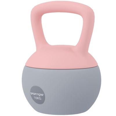 SPORTNOW Kettlebell 10kg Métal Sable Poignée Antidérapante Rose
