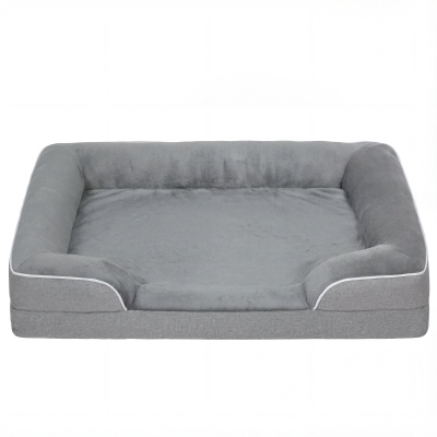 PawHut Hundebett für mittelgroße Hunde Katzenbett mit rutschfester Unterseite abnehmbarer und waschbarer Bezug 91,5x68,5x16,5 cm Grau