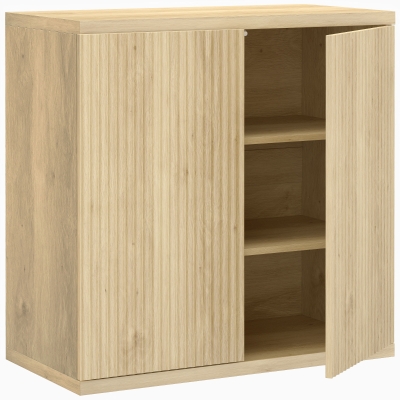 HOMCOM Sideboard, modernes Aufbewahrungsmöbel mit Soft-Close-Türen und verstellbaren Einlegeböden, 78 x 39 x 79 cm, Eiche