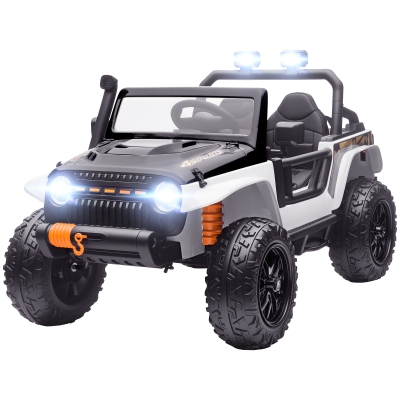 AIYAPLAY Véhicule Électrique Enfant 12V Siège Parent-Enfant Blanc