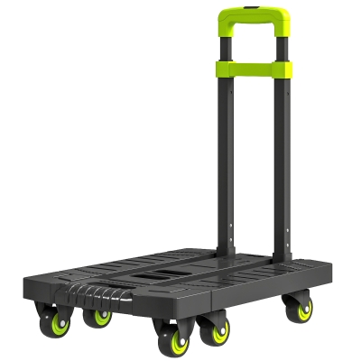 HOMCOM Chariot Pliable Métal Roues Poignée Réglable Vert