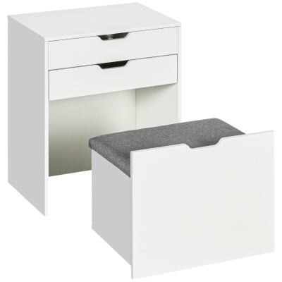 HOMCOM Coiffeuse Blanche avec Tabouret Rangement et Miroir