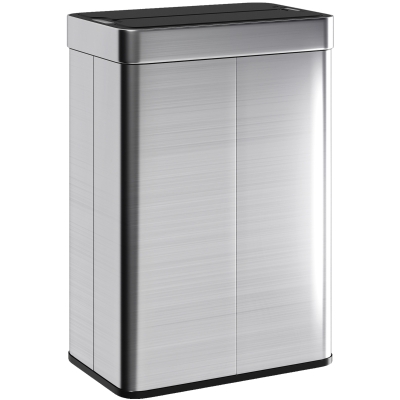 HOMCOM Poubelle Capteur 55L Acier Inox Argenté