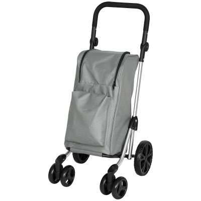 HOMCOM Chariot Courses 46L 6 Roues Isotherme Poignée Réglable Gris