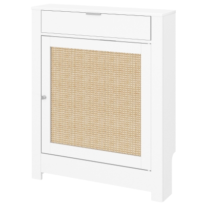 HOMCOM Cache-Radiateur Rotin Design Bohème Blanc pour Salon