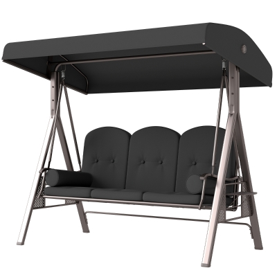 Outsunny Balancelle 3 Places Gris Foncé avec Toit et Coussin