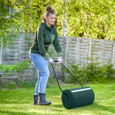 Outsunny Rouleau Gazon 63L Métal Vert Foncé 123x58x40cm