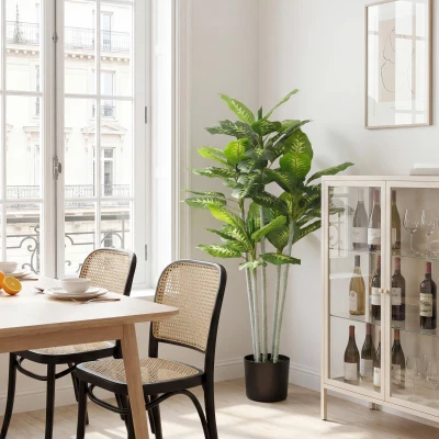 HOMCOM Künstliche Calathea-Pflanze Höhe 150 cm Zementtopf 53 Blätter - Innenbereich