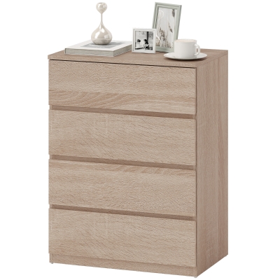 HOMCOM Commode Bois 4 Tiroirs 60x40x80 cm Couleur Hêtre