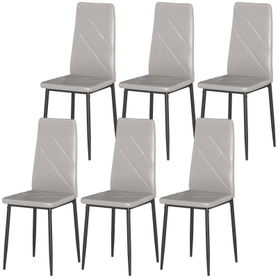 HOMCOM Lot de 6 Chaises Modernes Similicuir Gris Dossier Haut