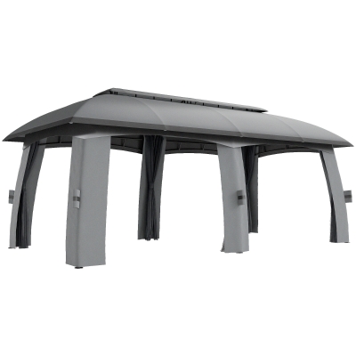 Outsunny Gazebo 300cm x 600cm x 278cm grigio scuro